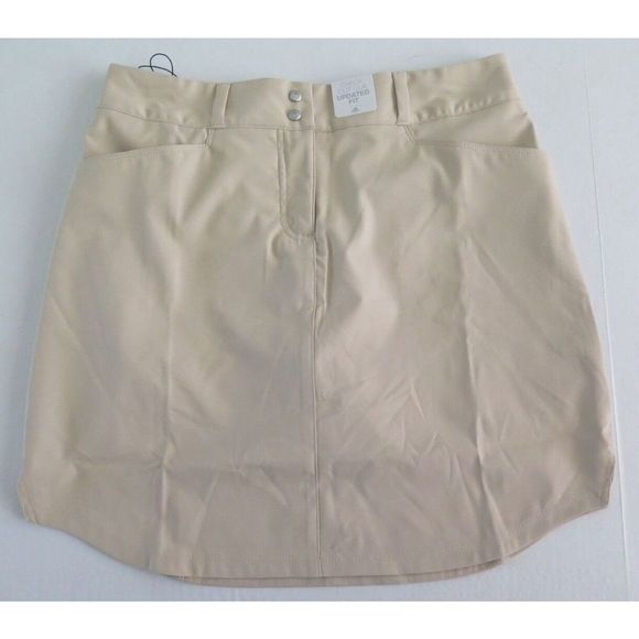 adidas AE8935 Women's Sz 4 Khaki 3 Stripe Stretch Golf/Tennis Skort $70 - Picture 1 of 6